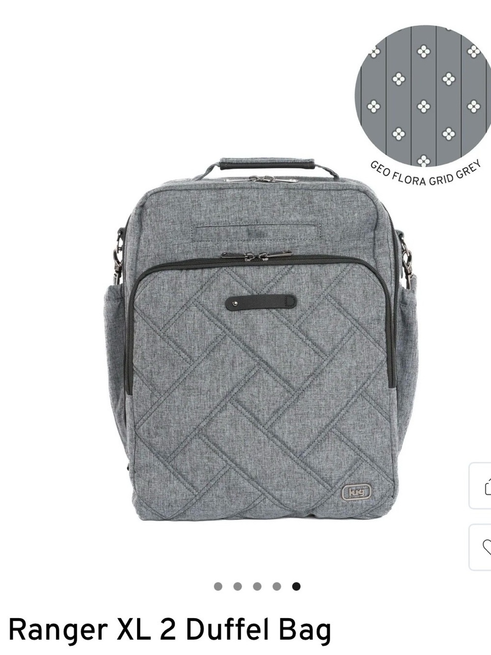 NWT- lug Heather Grey Quilted Duffel